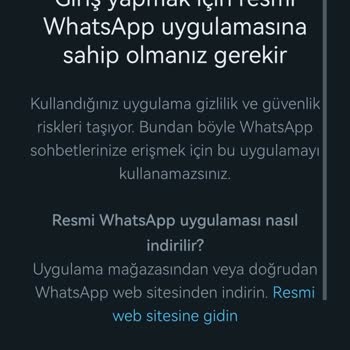 WhatsApp Resmi Olmayan Uygulama Hatası