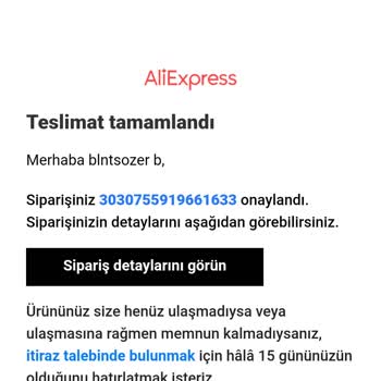 Aliexpress Ödeme Emri Onayı