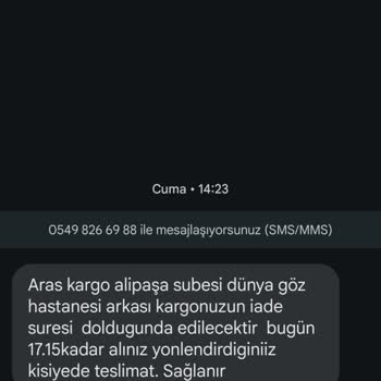 Çorlu Aras Kargo Alipaşa Şubesinden Şikayetçiyim Mağdur Oldum