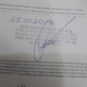 Şok Market -Sinbo Tost Makinesi Memnuniyetsizliği