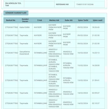 Yataş Mağazasından Aldığım Kargo PTT Kargo Tarafından Kayıp Edildi.