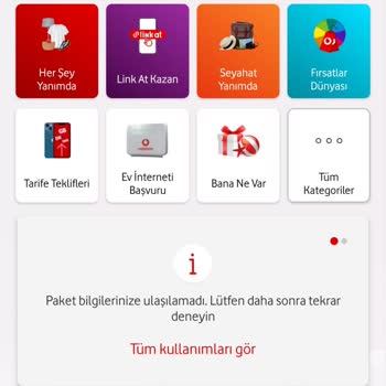 Vodafone Yanımda Paket Bilgilerine Ulaşılamadı Hatası