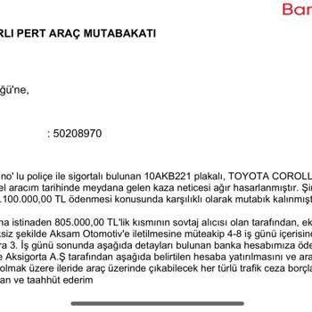 Aksigorta Kasko Bedelinin Üzerine Düşen Miktarı Yatırmıyor