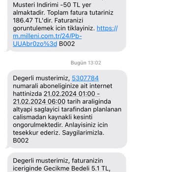 Millenicom Hizmet Alamadığım İnternet İçin Fatura Şikayeti