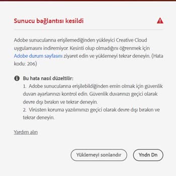 Adobe Creative Cloud Programını İndiremiyorum