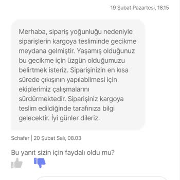 Schafer Firması Ürünü Kargoya Vermiyor