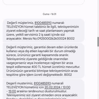Vestel Onarım İçin Ekip Gelmemesi