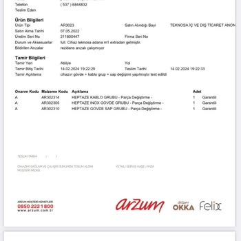 Teknosa Arzum Çaycı Tamiri Hakkında