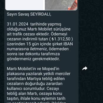 Martı Arızalı Martının Trafik Cezası Müşteriye Fatura Edilmesi Hk.