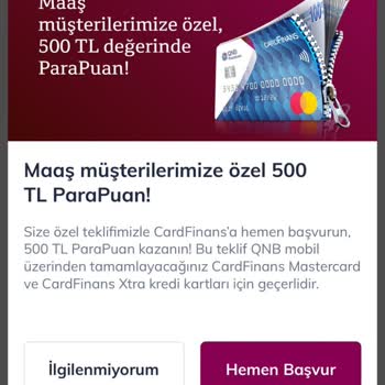 QNB Finansbank Kredi Kartıma Puan Yüklemedi!