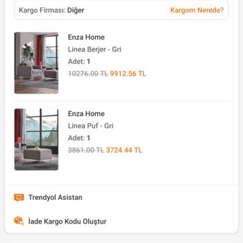 Enza Home Siparişi Teslim Etmedi