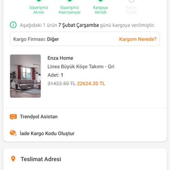 Enza Home Siparişi Teslim Etmedi
