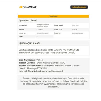 VakıfBank Kredi, Kazandıran Tarife Cayma Hakkı