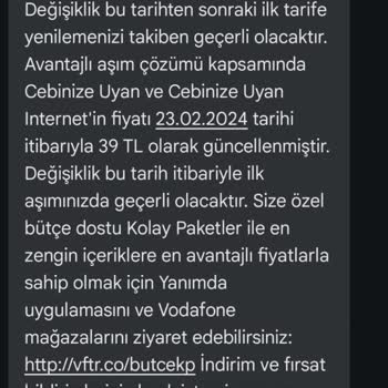 Vodafone Habersiz Tarifeye Geçiriyor!