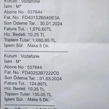 Vodafone Fatura Aşımı Şikayet