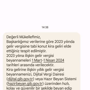 GİB Bana Gelen Mesaj