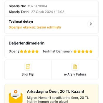 Migros Sanal Marketten Sipariş