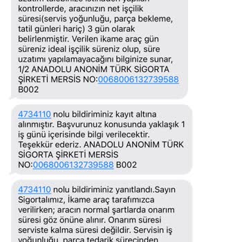 Anadolu Sigorta İkame Araç Sorunu