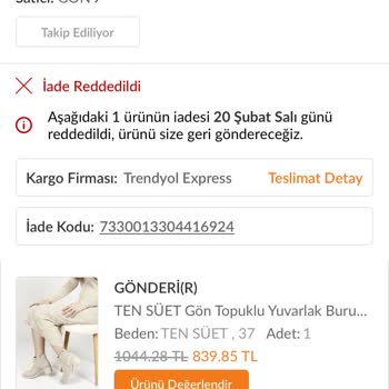 Trendyol'dan Gön Deri Bot Aldım