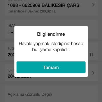 Garanti BBVA Havale Yapmak İstediğiniz Hesap Bu İsleme Kapalıdır