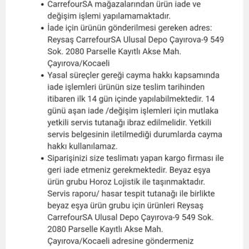 Carrefour SA Online Alışverişte İade Zorluğu