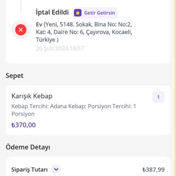 Getir İtinayla İade Yapılmaz.