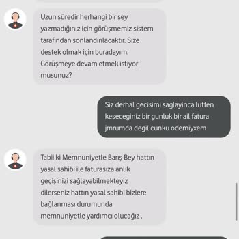 Vodafone Taahhüt Bitiminde Faturasıza Geçmeme Rağmen +1 Fatura Kesti