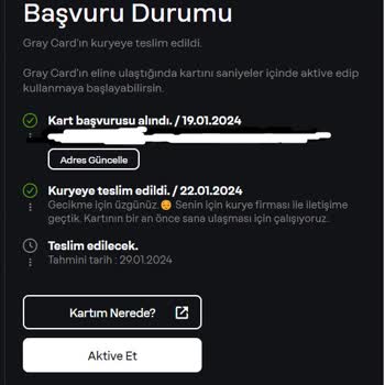 Papara Kart Teslimatının 1 Ay'ı Geçmesi