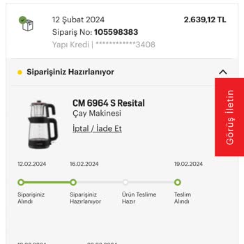 Arçelik İnternet Alışveriş Sorunu