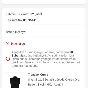 Trendyol İptal Ettiğim Ürünün Ücreti Hesabıma Yatmıyor