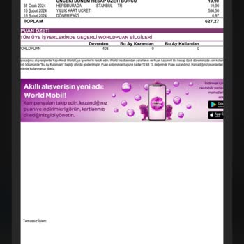 Yapı Kredi Bankası Kart Aidatı İade Talebi