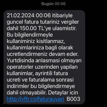 Vodafone Otomatik Aşım Ücreti Problemi!