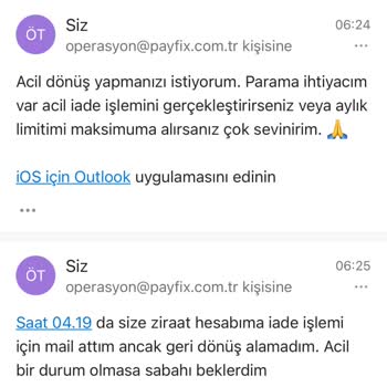 PayFix'e Gönderdiğim Paranın İadesini İstiyorum