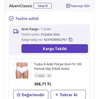 Abani Classic Yanlış Gönderilen Sipariş İadesinin Kabul Edilmesi