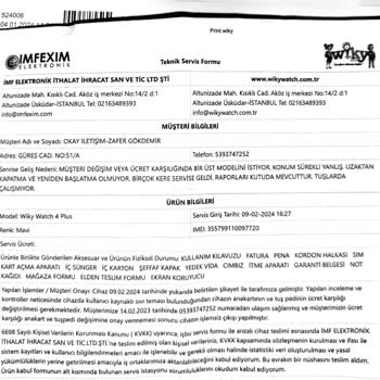 Wiky Watch Saati Servisi Tarafından Garanti Dışı Bırakılmaya Çalışma