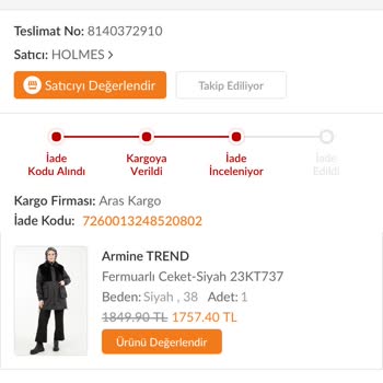 Holmes Tesettür Giyim Ücret İadesi İstiyorum!
