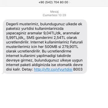 Vodafone Yurdışı Her Şey Dahil Paketi