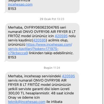 İncehesap.com'a Gönderdiğim Onvo Airfryer Bozuk Geri Gönderiliyor