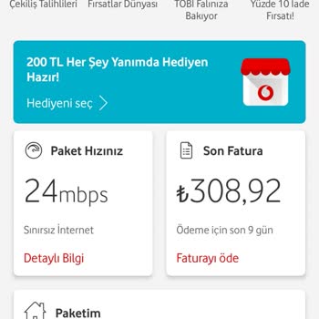 Vodafone Her Şey Yanımda Vodafone Ev İnterneti Aldığımda 200 Hediye Kodu Verdi Ama Kullanamadım