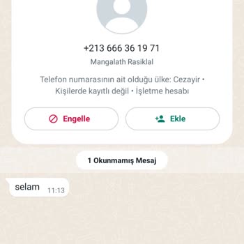 WhatsApp Yabancı Numaradan Mesaj