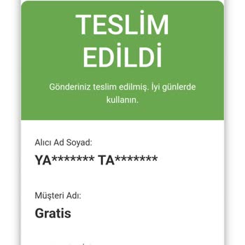 Gratis Siparişim Bana Teslim Edilmedi