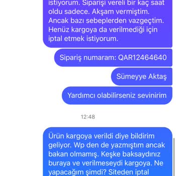 Qarmacha Siparişimi İptal Edemiyorum