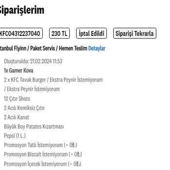KFC Sipariş İptali Ve Mağduriyet Yaşanması