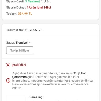 Trendyol Satıcısının Sipariş İptali