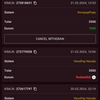 Vagosbet Para Çekme Talebi Red