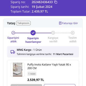 N11 Yataş Marka Katlanır Yatağımı Göndermiyor