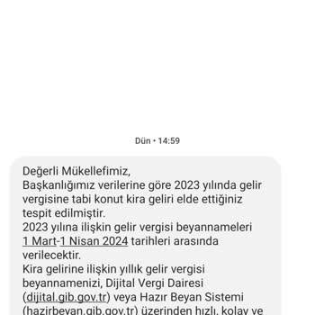 GİB Den Gelen Kira SMS