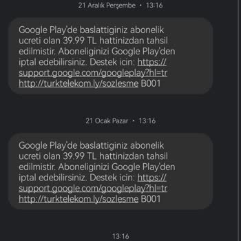 Google Play Geri Ödeme İadesi İstiyorum
