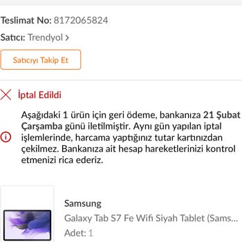 Trendyol Siparişi İptal Etmesi