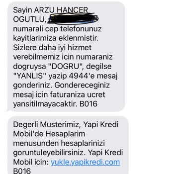 Yapı Kredi'den İstenmeyen Mesajlar Ve Müşteri Hizmetleri Sorunu